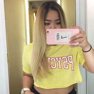 H&M Yellow Graphic Crop Top